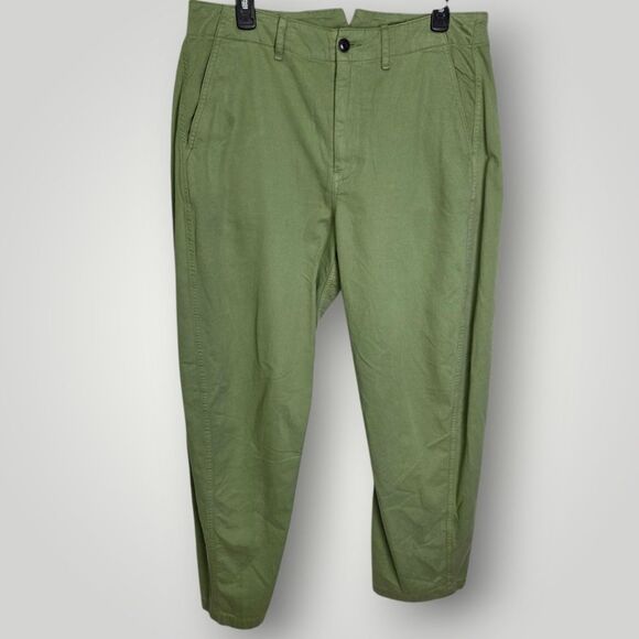 Rag & Bone Jones Barrel Leg Pants Olive Green 100% Cotton Size 8 - Picture 2 of 9